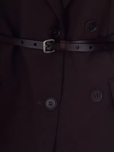 P.a.r.o.s.h Double Breasted Belted Tailoring Jacket Nylon Silk In Brown