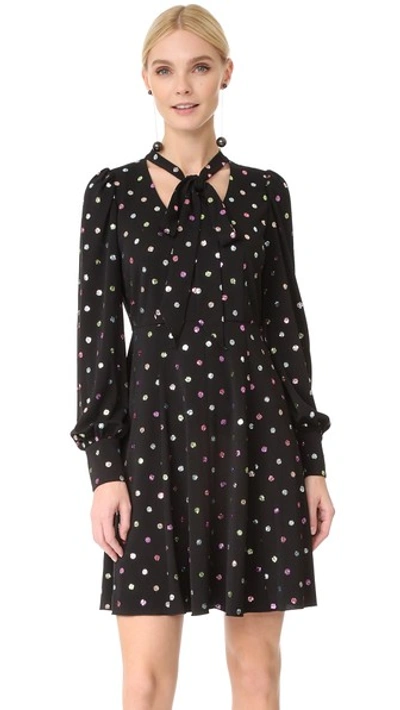 Marc Jacobs Glittered Polka-dot Chiffon Mini Dress In Multi