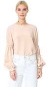 TIBI Balloon Sleeve Top with Double Tie Detail