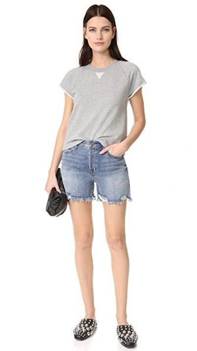 Shop Alexander Wang T Cap Sleeve Sweatshirt In 麻灰色