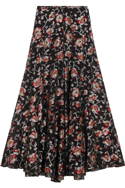 Shop Isabel Marant Peace Metallic Floral-jacquard Maxi Skirt