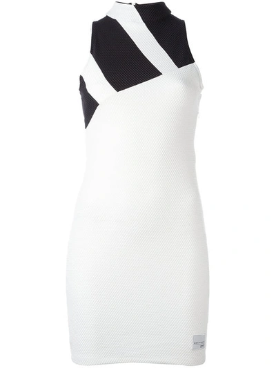Adidas Originals Stretch Mesh Intarsia Stripe Dress In White