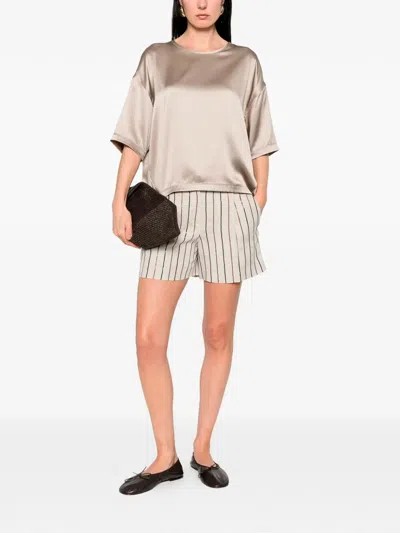 Brunello Cucinelli Camel Silk Elastan Blouse In Camel