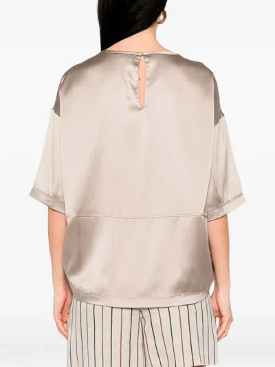 Brunello Cucinelli Camel Silk Elastan Blouse In Camel