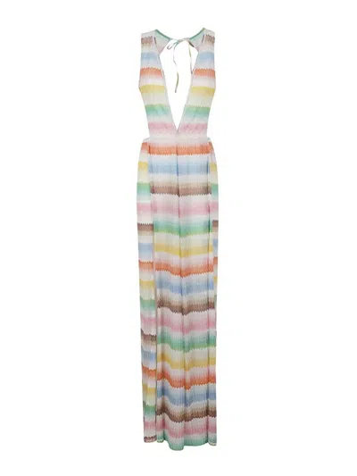 Missoni Zigzag Pattern Open Back Jumpsuit In Multicolor