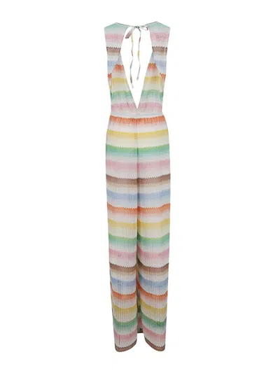 Missoni Zigzag Pattern Open Back Jumpsuit In Multicolor