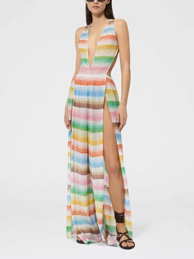 Missoni Zigzag Pattern Open Back Jumpsuit In Multicolor