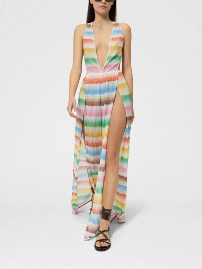 Missoni Zigzag Pattern Open Back Jumpsuit In Multicolor