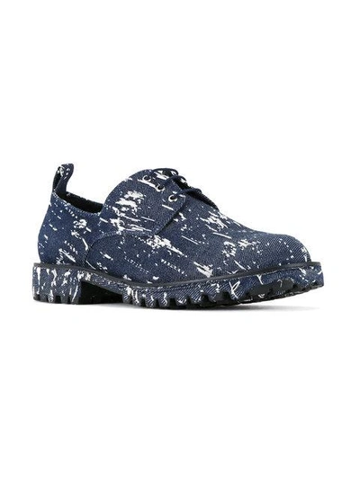 Shop Diego Vanassibara Splatter Denim Derby Shoes - Blue