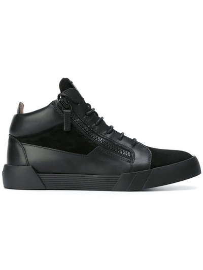 Giuseppe Zanotti Leather & Suede Double-zip Sneakers In Black