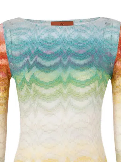 Missoni Shaded Viscose Lame Mini Dress Multicolor In Blanco