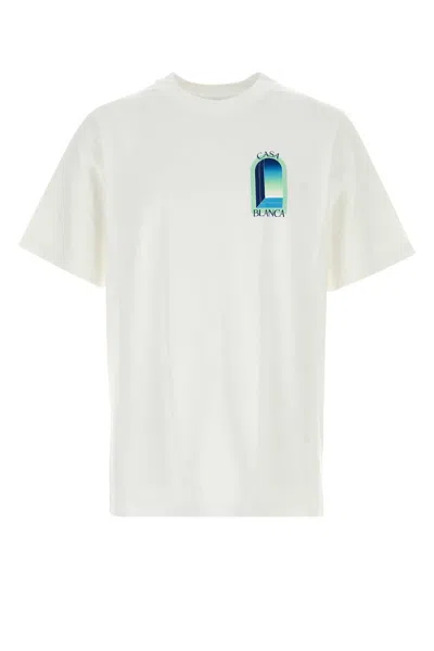 Casablanca Cotton Crew Neck Graphic Print T Shirt In Neutral