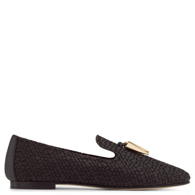 Giuseppe Zanotti - Black Stranded Calfskin Slipper Carl In Black