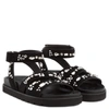 GIUSEPPE ZANOTTI GIUSEPPE ZANOTTI - BLACK SUEDE FLAT SANDAL WITH MAXI CRYSTALS FRANCY,RS710100108