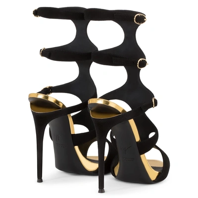 Shop Giuseppe Zanotti - Black Suede Sandal With 5 Straps Renee