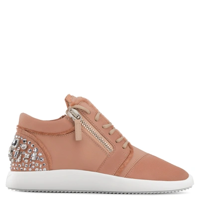 Giuseppe Zanotti - Pink Suede 'runner' Sneaker With Crystals Melly