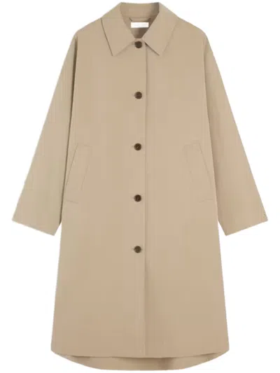 Tommy Hilfiger Water Repellent Twill Single Breasted Coat In Marrone
