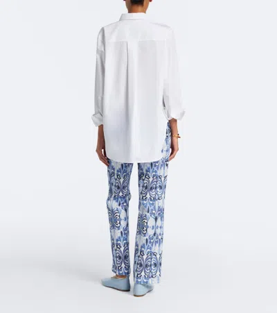 La Doublej 24/7 Printed Cotton Flared Pants In Blue