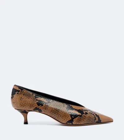 Le Monde Beryl Leopard-pattern Python Print Leather Pumps With Medium Heel For Women In Multi
