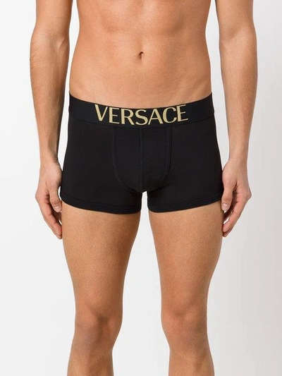 Shop Versace Logo Boxer Briefs In Black