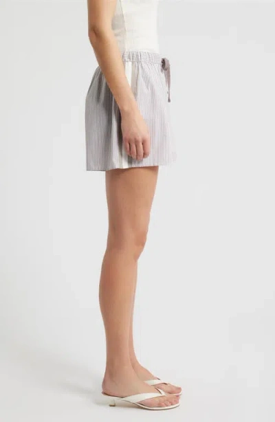 Bernardo Stripe Drawstring Shorts In Purple
