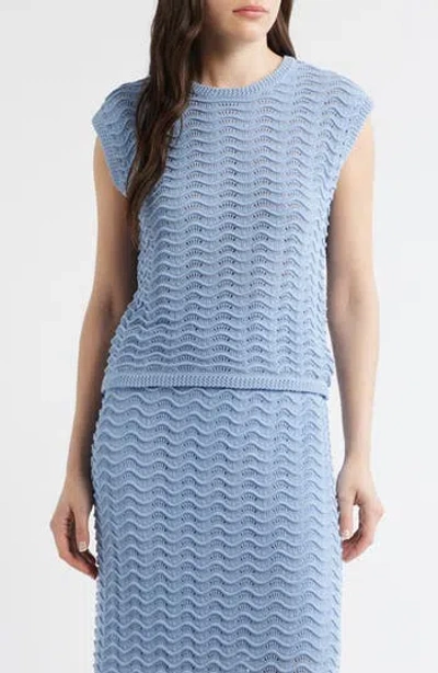 Bernardo Knitted Wave Pointelle Boxy Shell In Blue