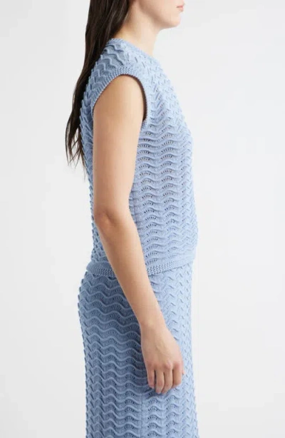 Bernardo Knitted Wave Pointelle Boxy Shell In Blue