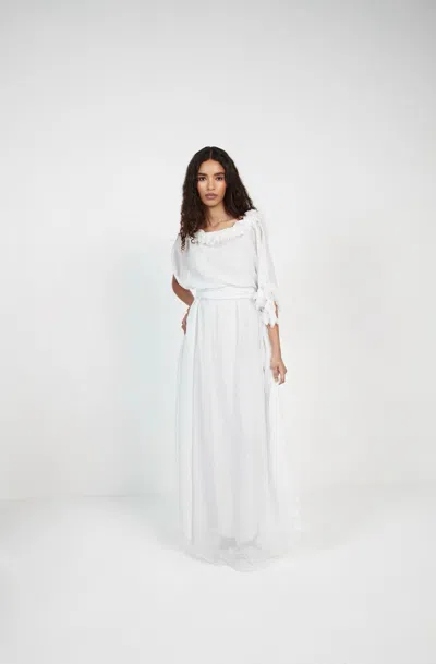 Baruni Coreopsis Kaftan. In White