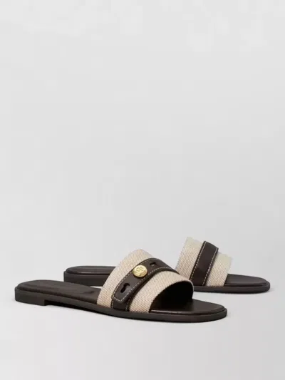 Tory Burch Beige Cotton Ovine Leather Rubber Thermoplastic Polyurethane Sandals In Multi