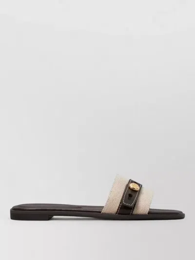 Tory Burch Beige Cotton Ovine Leather Rubber Thermoplastic Polyurethane Sandals In Multi
