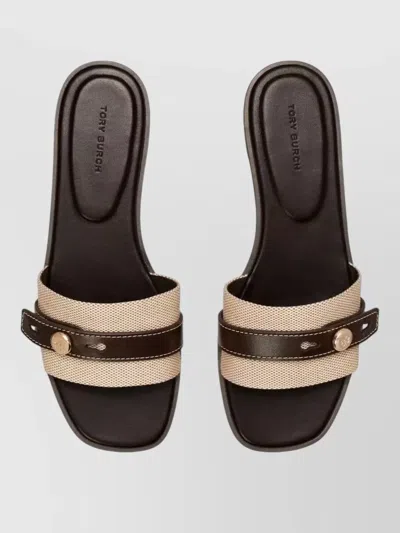 Tory Burch Beige Cotton Ovine Leather Rubber Thermoplastic Polyurethane Sandals In Multi