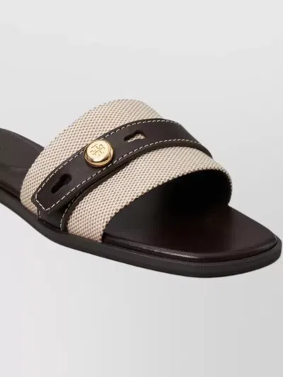 Tory Burch Beige Cotton Ovine Leather Rubber Thermoplastic Polyurethane Sandals In Multi