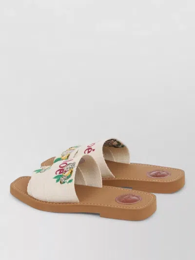 Chloé Mini Ribbons Embroidered Citrus Motif Sandals