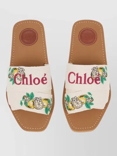 Chloé Mini Ribbons Embroidered Citrus Motif Sandals