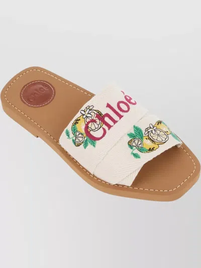 Chloé Mini Ribbons Embroidered Citrus Motif Sandals