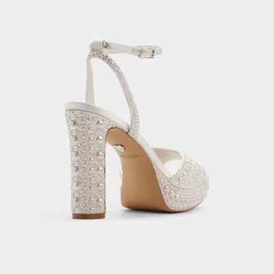Aldo Chicgleam Ankle Strap Platform Sandal In White