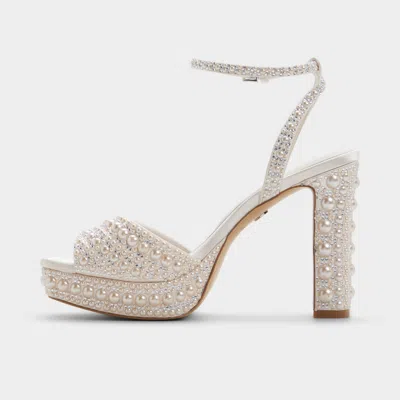 Aldo Chicgleam Ankle Strap Platform Sandal In White