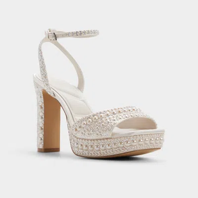 Aldo Chicgleam Ankle Strap Platform Sandal In White