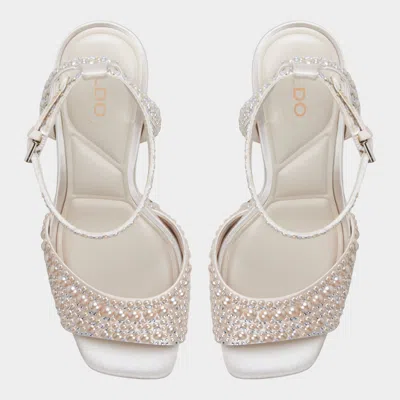 Aldo Chicgleam Ankle Strap Platform Sandal In White