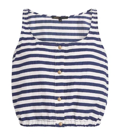 Maje Striped-pattern Button-fastening Top In Blue