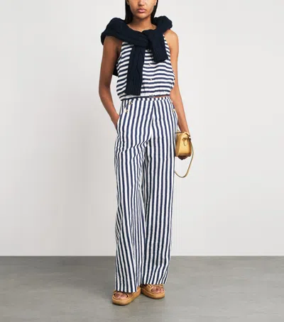 Maje Striped-pattern Button-fastening Top In Blue
