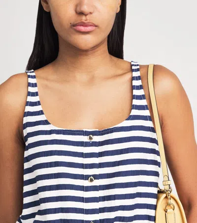 Maje Striped-pattern Button-fastening Top In Blue