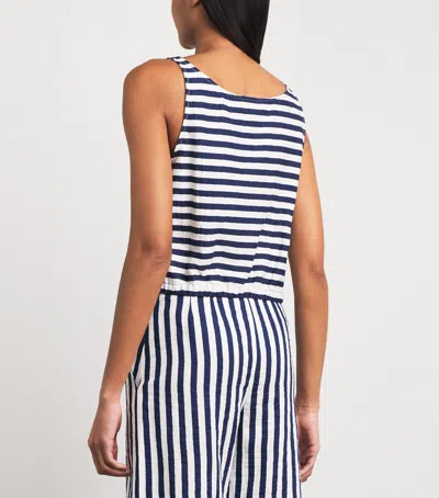 Maje Striped-pattern Button-fastening Top In Blue