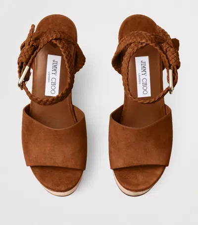 Jimmy Choo Goat Leather Slide Sandals With Soft Lamb Leather Lining In Brown