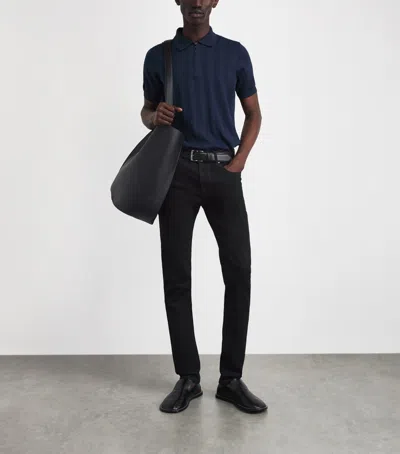 Corneliani Stretch-blend Straight Jeans In Black