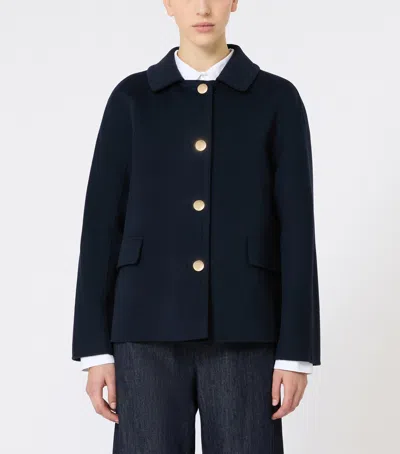 Max Mara Virgin Wool Single-breasted Jacket In Blue