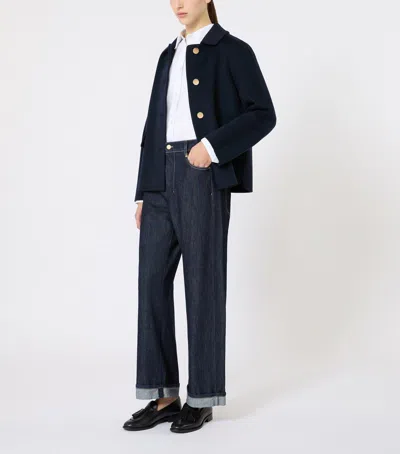 Max Mara Virgin Wool Single-breasted Jacket In Blue