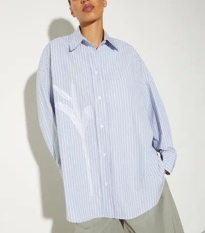 Max & Co . Oversized Embroidered Stripe Shirt In Blue