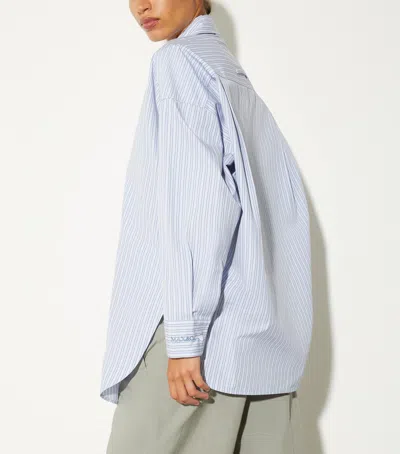 Max & Co . Oversized Embroidered Stripe Shirt In Blue
