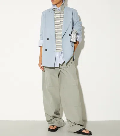 Max & Co . Oversized Embroidered Stripe Shirt In Blue